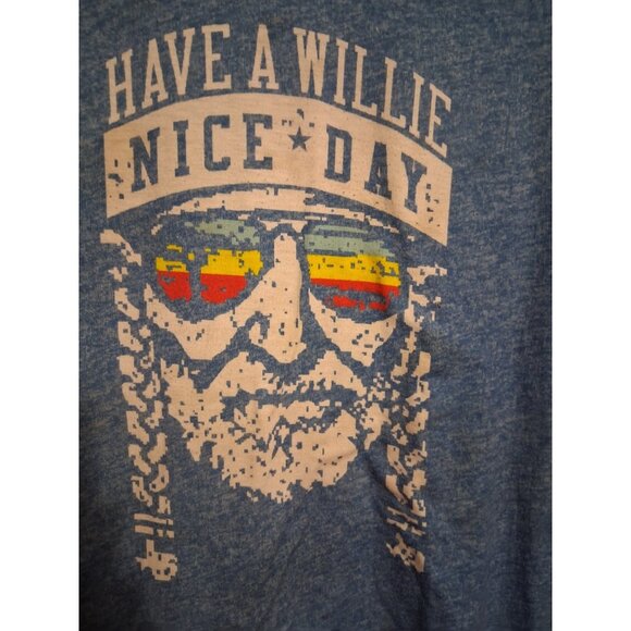 Willie Nelson Long Sleeve T Shirt Size 2XL Have A Willie Nice Day Blue - Picture 2 of 8